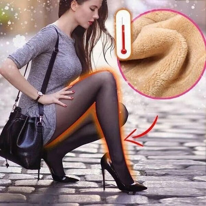 lusailstore - Flawless Legs Fake Translucent Warm Plush Lined Elastic Tights