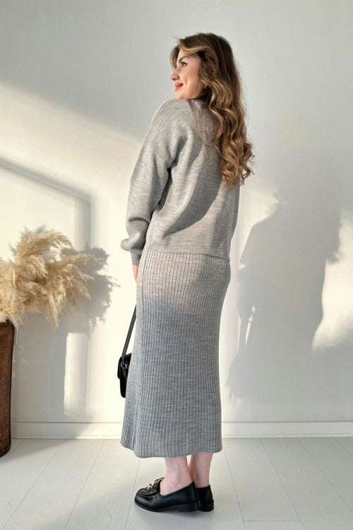 lusailstore - Short Sweater Knit Dress Set