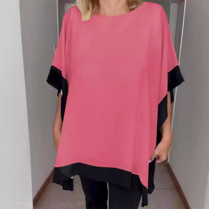 🔥Huge Sale 52% OFF💖Women's Loose Batwing Sleeve Color Block T-Shirt