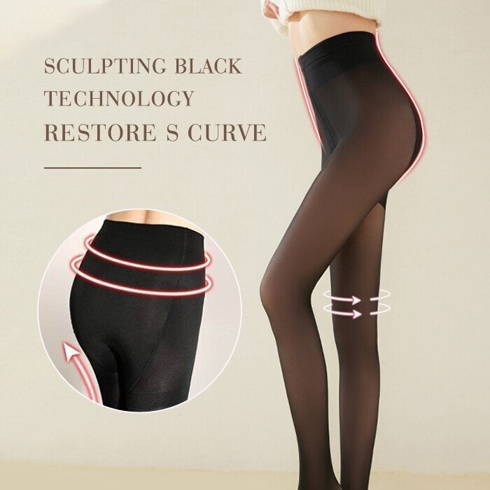 lusailstore - Flawless Legs Fake Translucent Warm Plush Lined Elastic Tights