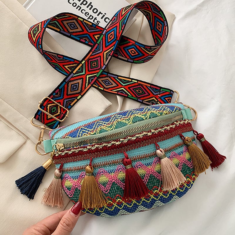 lusailstore - Colorful Woven Waist/Shoulder Bag