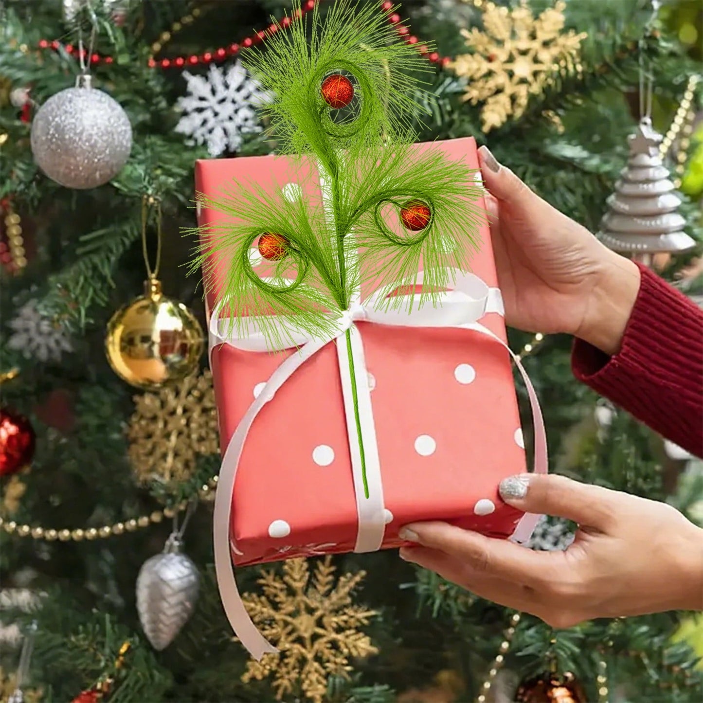 lusailstore - christmas reed grass elf ball simulation green plants