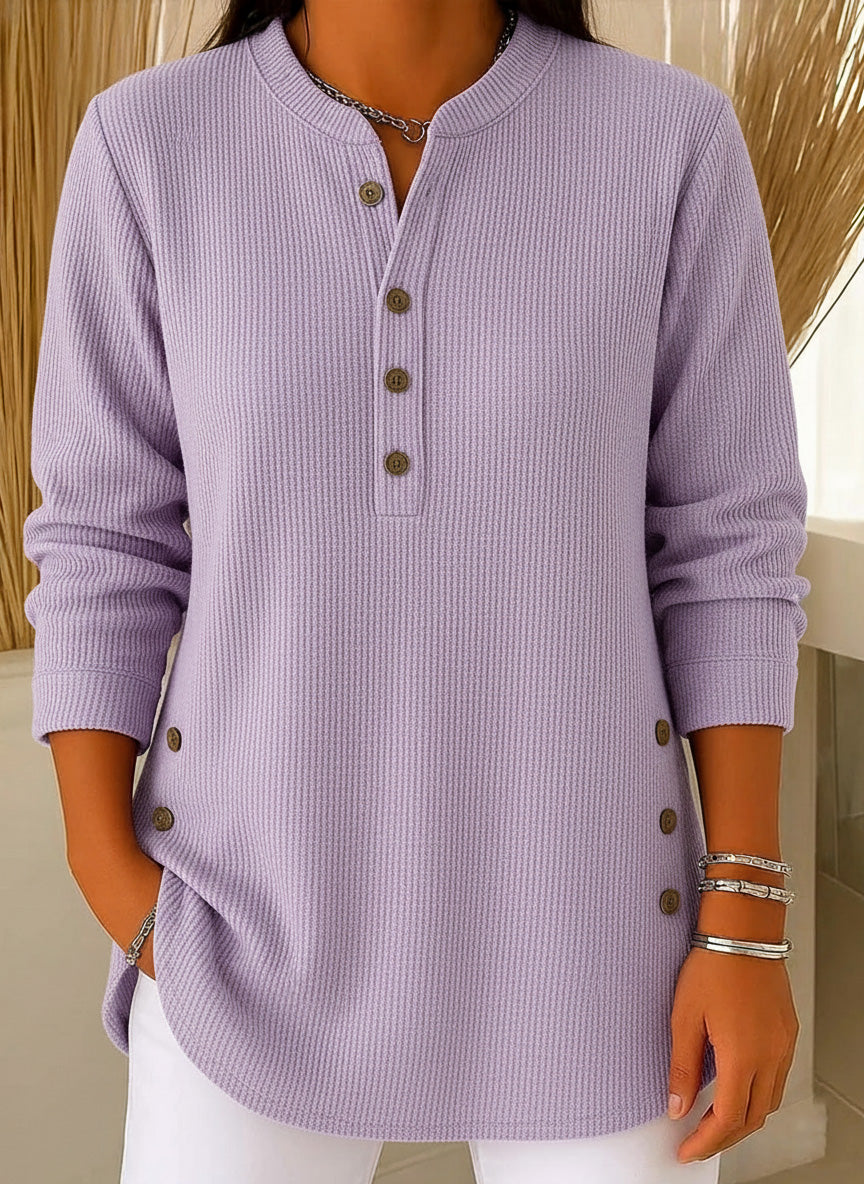 lusailstore -  Women's Solid Color Crew Neck Long Sleeve Casual Loose Knit Pullover