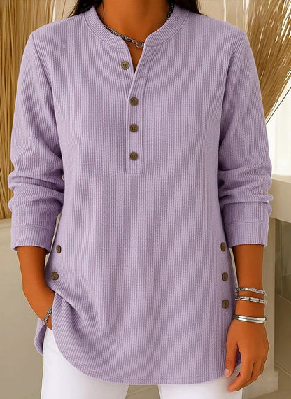 lusailstore -  Women's Solid Color Crew Neck Long Sleeve Casual Loose Knit Pullover