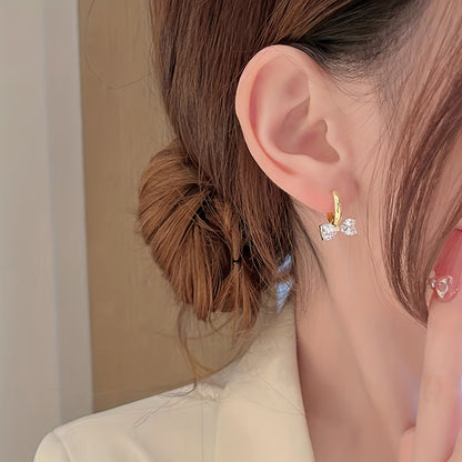 lusailstore - heart-shaped bow design hoop earringss