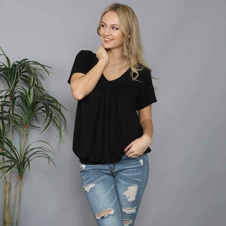 💃Huge Sale 53% OFF🔥Solid Color Pleat Design T-shirt Top