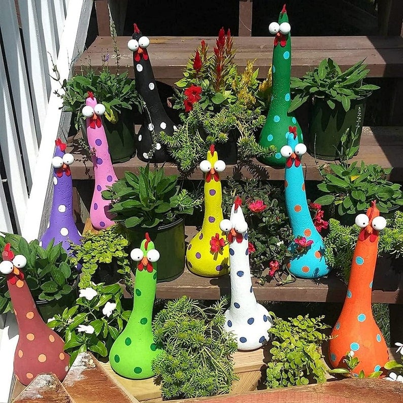 lusailstore - long neck big eye chicken ornaments decor