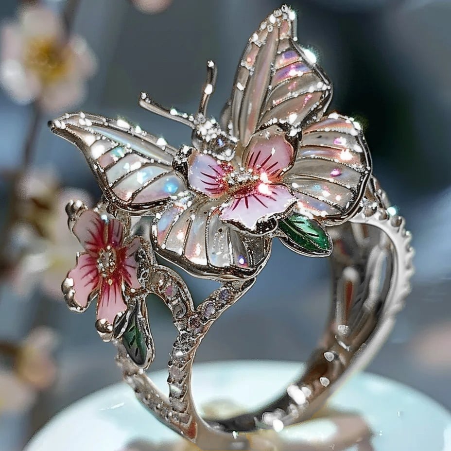 lusailstore-Butterfly Flower Ring