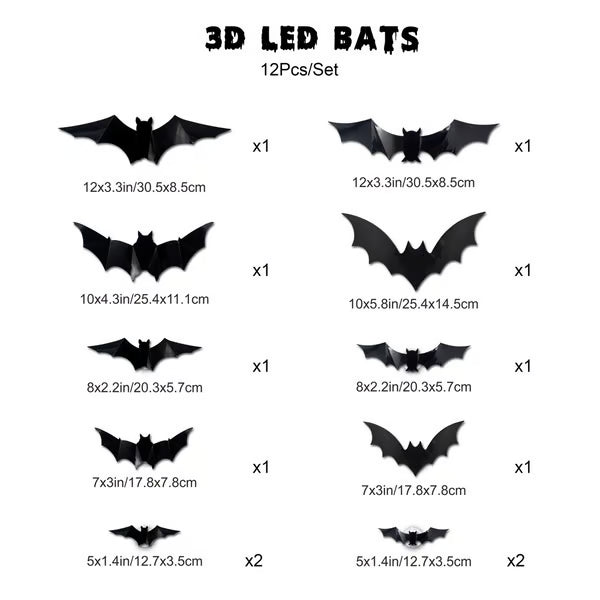 lusailstore - 3D Bat Light Decoration Set