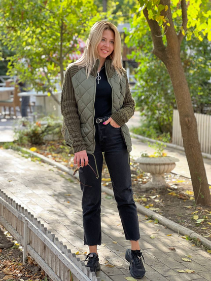 lusailstore -Women's knitted patchwork jacket