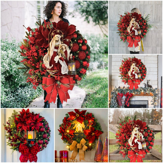 lusailstore - Holy Christmas Wreath with Lights