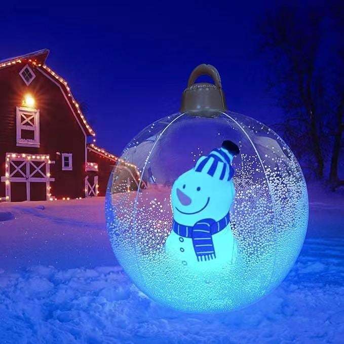 lusailstore - PVC Transparent Inflatable Santa Claus Balloon with Light