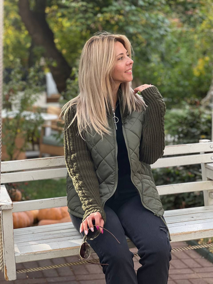 lusailstore -Women's knitted patchwork jacket