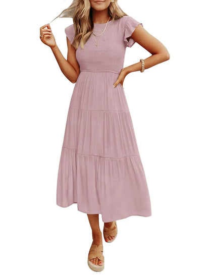 lusailstore - Women's summer casual flowing short midi dress