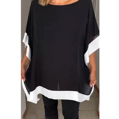 🔥Huge Sale 52% OFF💖Women's Loose Batwing Sleeve Color Block T-Shirt