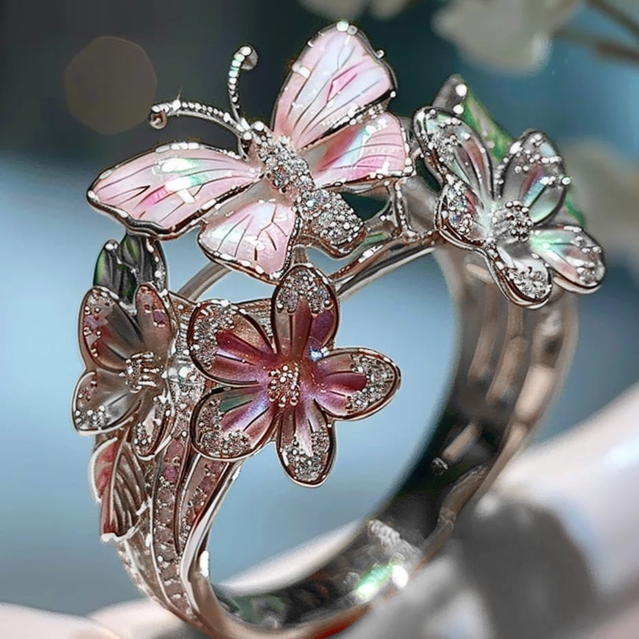 lusailstore-Butterfly Flower Ring