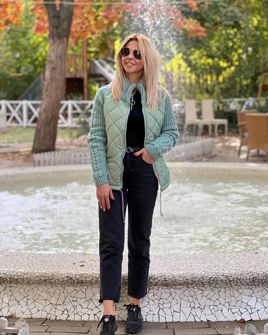 lusailstore -Women's knitted patchwork jacket