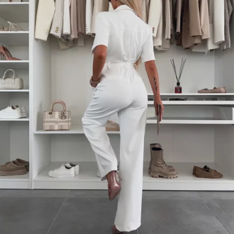 lusailstore - Women's Solid Color Button-Down High-Rise Slim Jeans