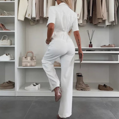 lusailstore - Women's Solid Color Button-Down High-Rise Slim Jeans