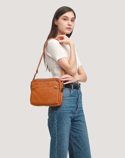 lusailstore - Three-Layer Leather Crossbody Shoulder