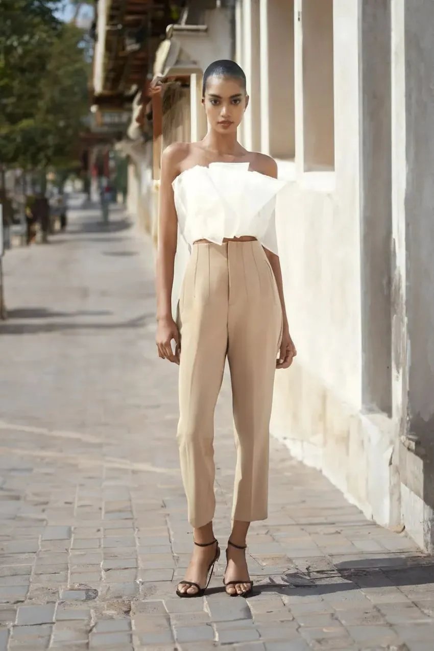 lusailstore - Tailored Pleat High Waist Pants