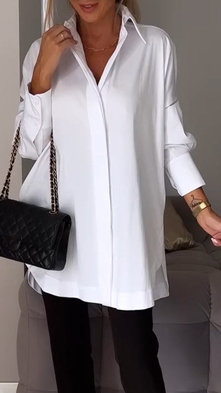 lusailstore- Lapel Slit Shirt