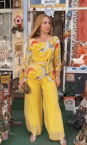 lusailstore -New Colorful Chiffon Set Casual Round Neck Print