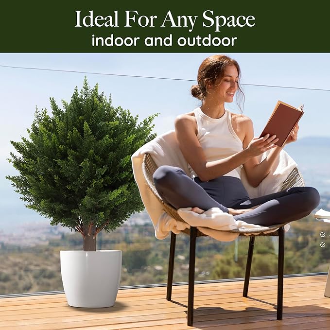 lusailstore - Artificial cedar topiary tree with ground stakes