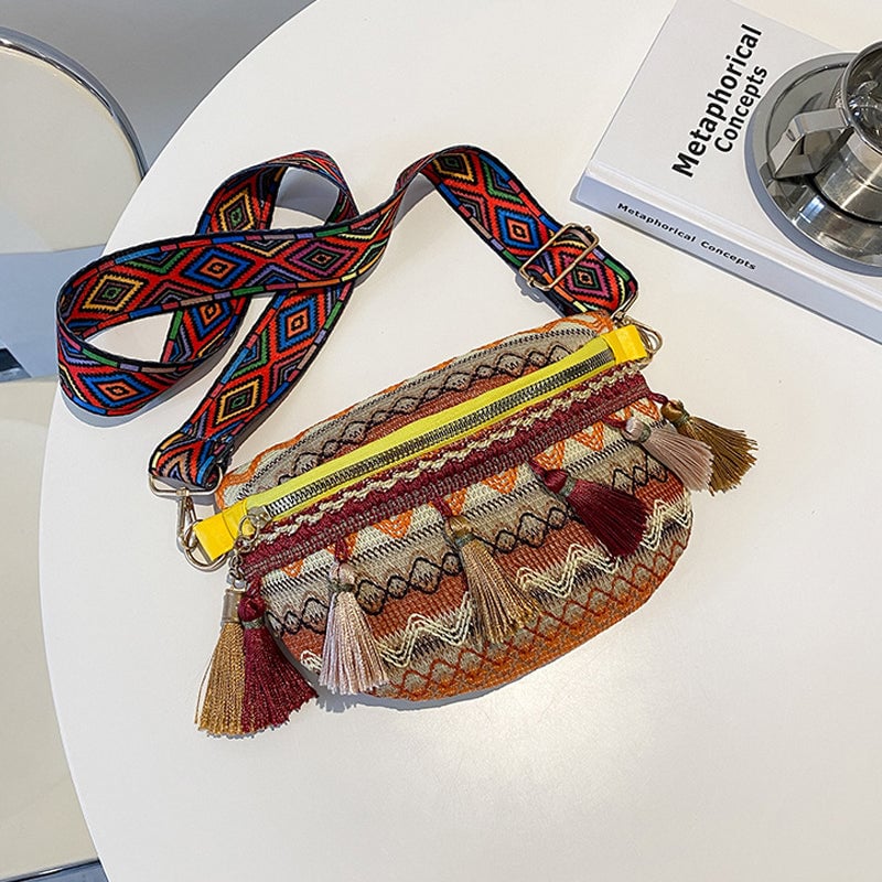 lusailstore - Colorful Woven Waist/Shoulder Bag