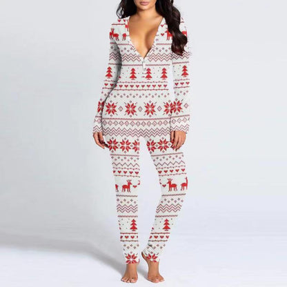 lusailstore - Christmas Button Flap Sexy Jumpsuit For Women