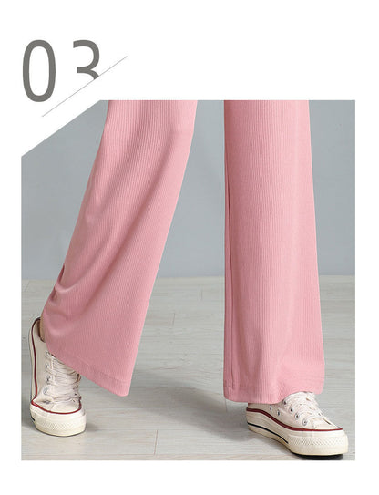 lusailstore - Drawstring Ice Silk Wide-Leg Lounge Pants