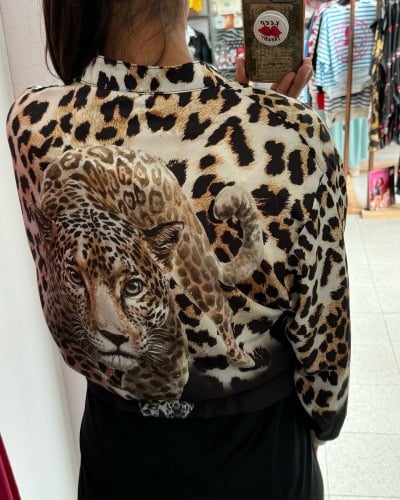 lusailstore - Leopard print drawstring bomber jacket