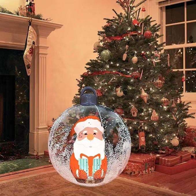 lusailstore - PVC Transparent Inflatable Santa Claus Balloon with Light