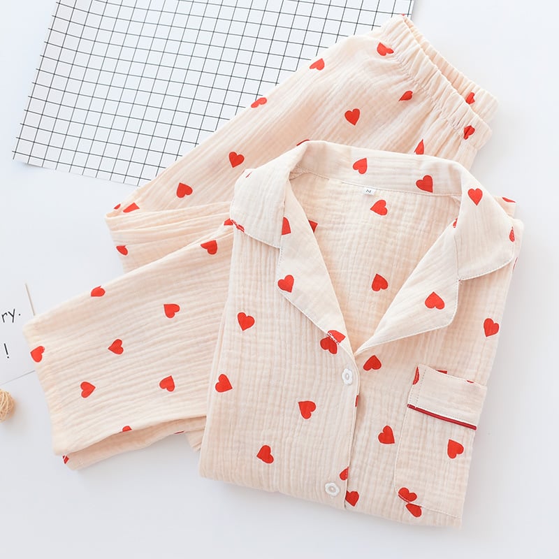 lusailstore - Heart Print Pyjamas Set