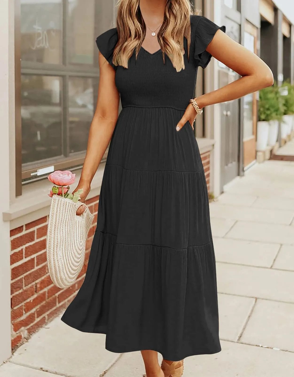 lusailstore - Women's summer casual flowing short midi dress