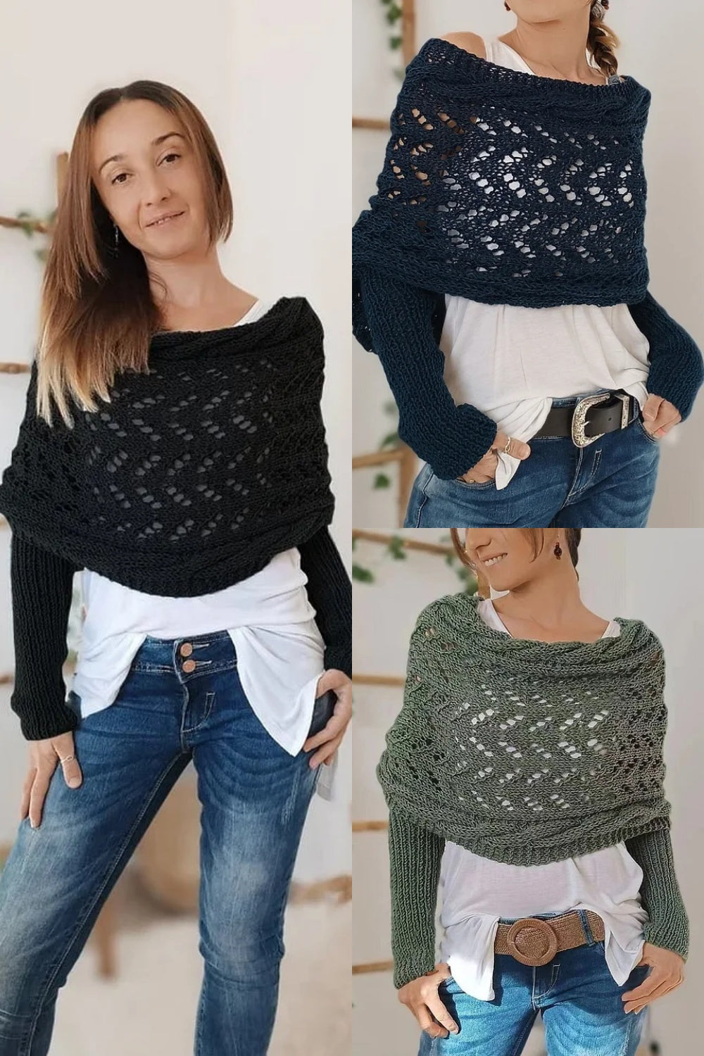 lusailstore - Knitted Wrap Shrugs For Women