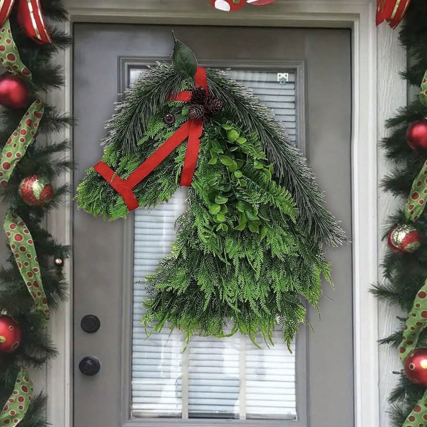 lusailstore - horse head christmas door wreath