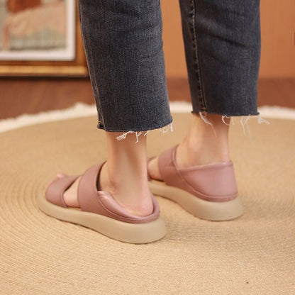 lusailstore- New Thick Soled Women's Fashionable Leather Sandals