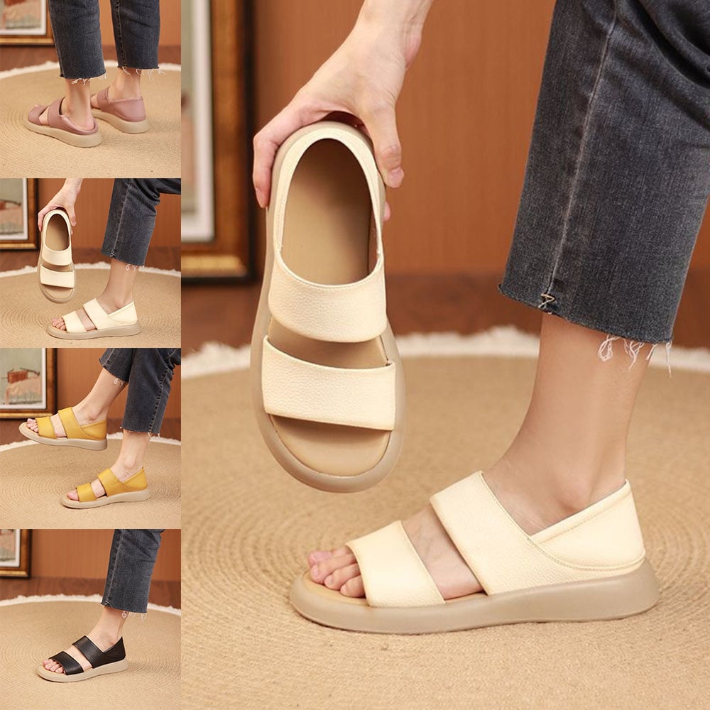 lusailstore- New Thick Soled Women's Fashionable Leather Sandals