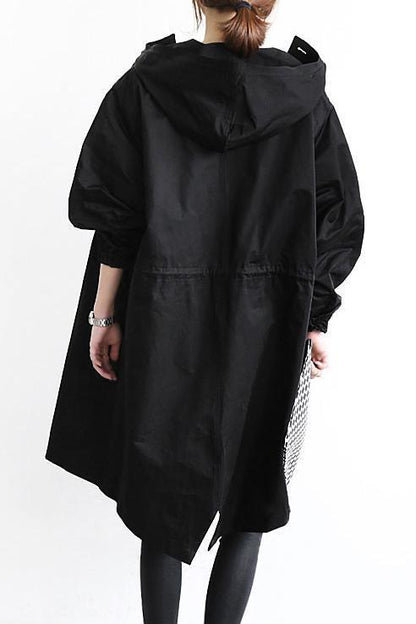 lusailstore - Water Resistant Oversized Hooded Windbreaker Rain Jacket