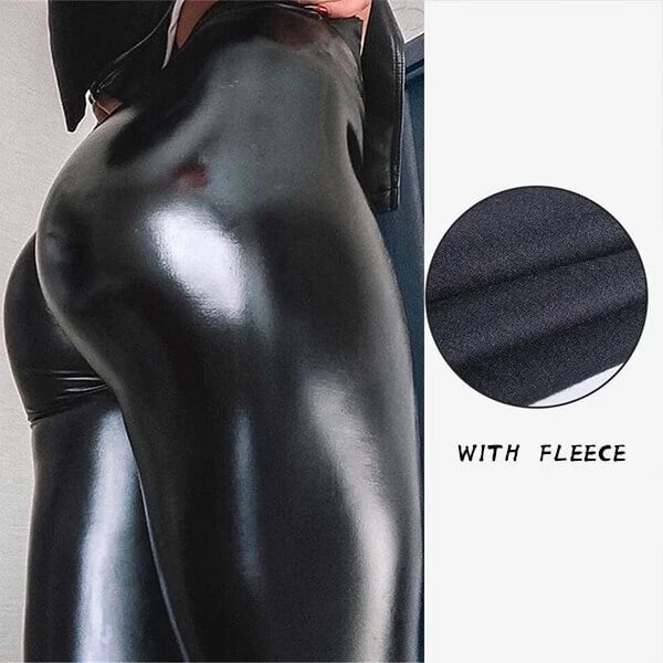 lusailstore - S-shaped PU Leather Leggings