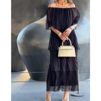 lusailstore - Chiffon cake long dress
