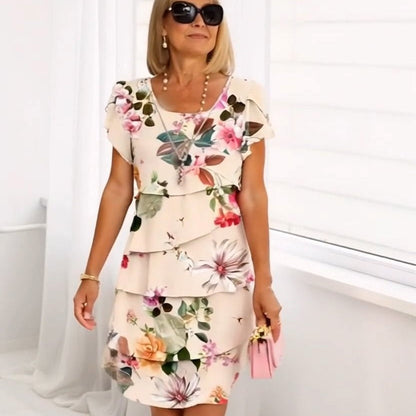lusailstore -  Multi-floral print layered dress