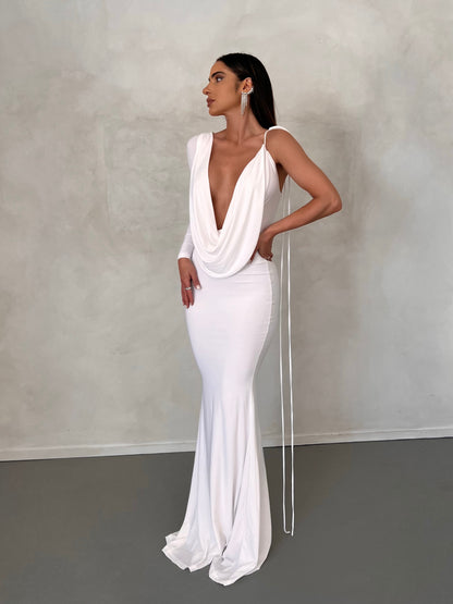 lusailstore - Women's Sexy Backless Maxi Dress Slim Dress