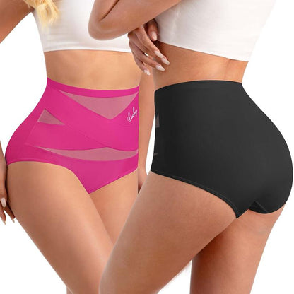 lusailstore - Plus-Size High-Waist Cross Tummy Control Panties