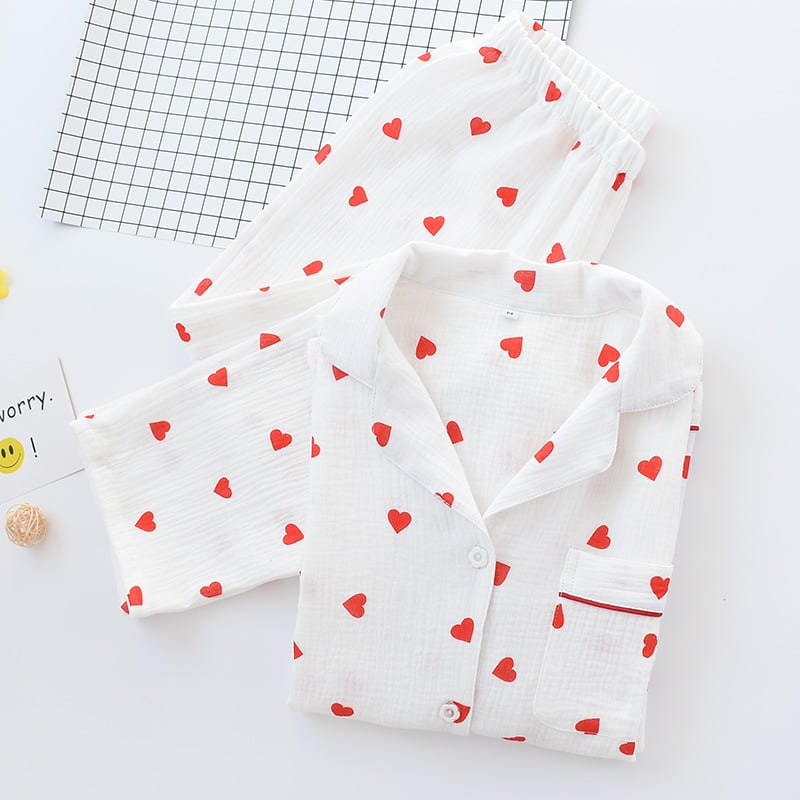 lusailstore - Heart Print Pyjamas Set