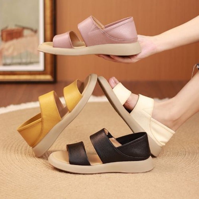 lusailstore- New Thick Soled Women's Fashionable Leather Sandals