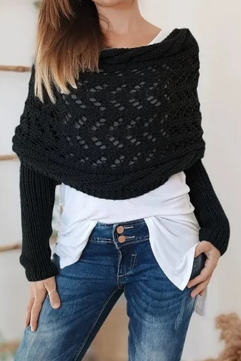 lusailstore - Knitted Wrap Shrugs For Women