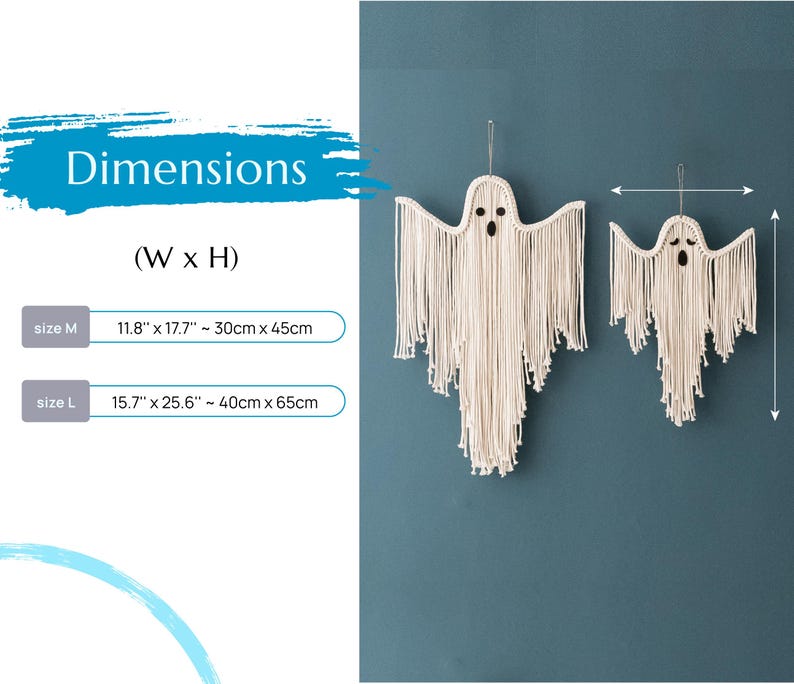 lusailstore - halloween hand-woven white ghost wall hanging kit