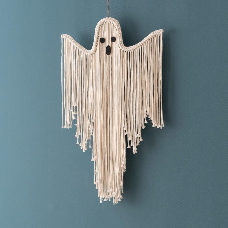 lusailstore - halloween hand-woven white ghost wall hanging kit